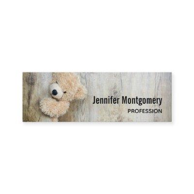 Cute Stuffed Bear Rustic Wooden Backdrop Mini
