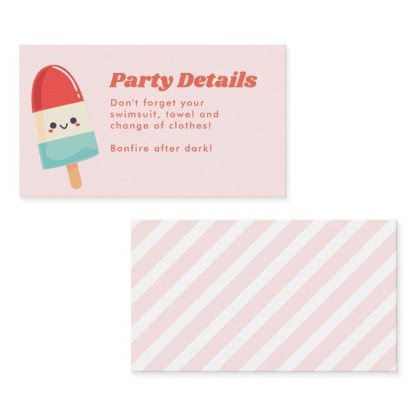 Cute Summer Popsicle Birthday Insert Card