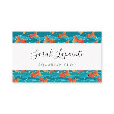 Cute Swimming Goldfish & Water Pattern