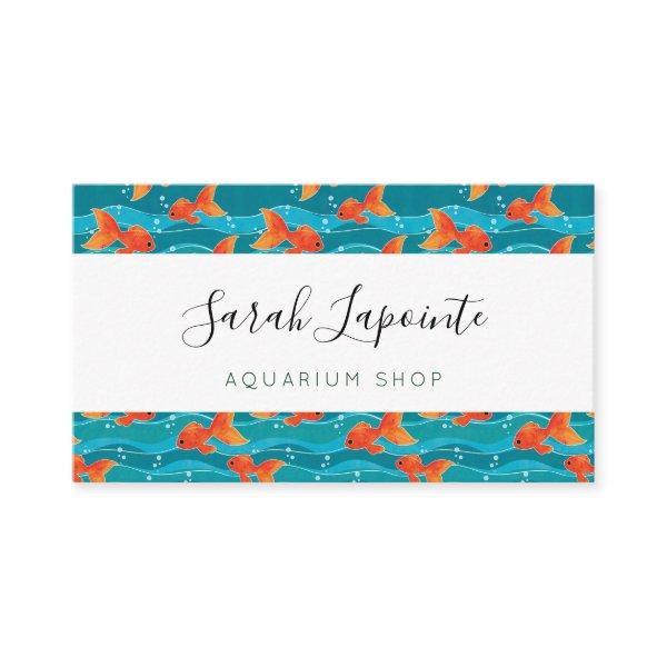 Cute Swimming Goldfish & Water Pattern