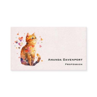 Cute Tabby Cat with Hearts