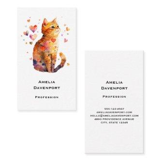 Cute Tabby Cat with Hearts