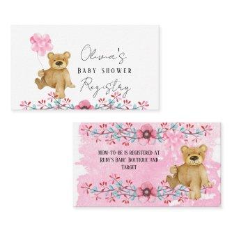 Cute Teddy Bear In Pink Paint Baby Shower Registry