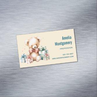 Cute Teddy Bear with Christmas Presents  Magnet