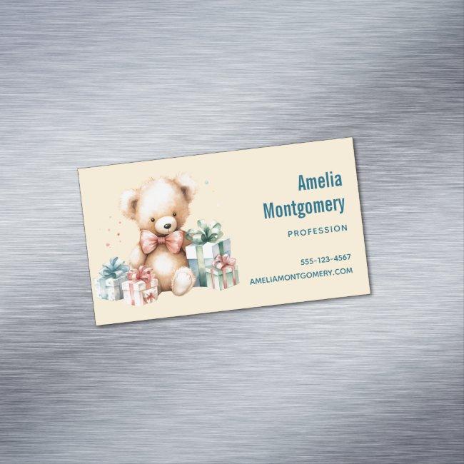 Cute Teddy Bear with Christmas Presents Magnet