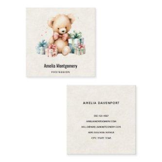 Cute Teddy Bear with Christmas Presents Square