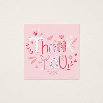 Cute thank you pink floral typography illustration