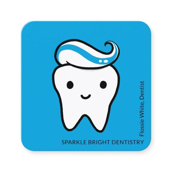 Cute Tooth with Toothpaste Dentist Dental Square