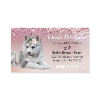 Cute Trendy Blush Pink Glitter Dog Groom Service