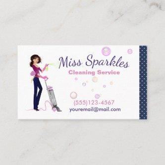 Cute Trendy Cartoon Maid House Cleaning Services