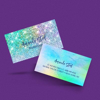 Cute Turquoise unicorn faux glitter monogram