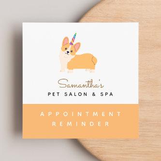 Cute Unicorn Corgi Dog Pet Appointment Reminder Square