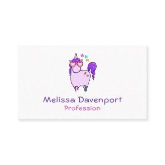 Cute Unicorn in Heart Shaped Glasses