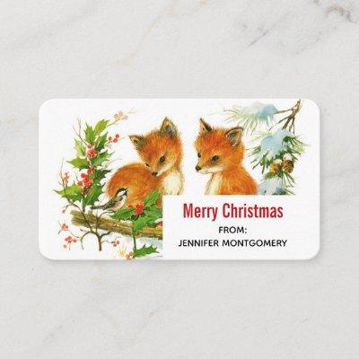 Cute Vintage Foxes Retro Merry Christmas