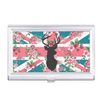 Cute vintage roses U.K. Union Jack Flag deer head  Case