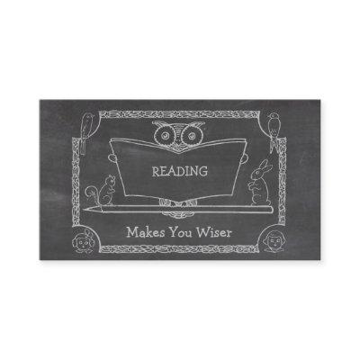 Cute Vintage Wise Owl Reading Chalkboard