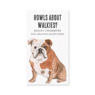 Cute Watercolor Bull Dog Dog Walker