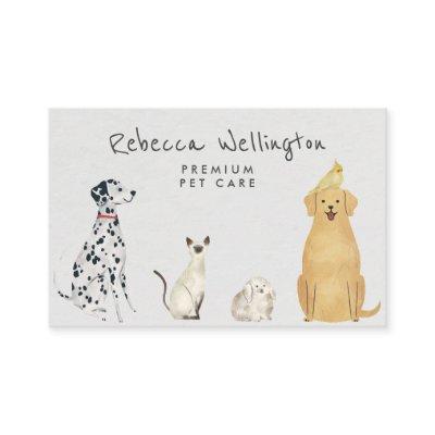 Cute Watercolor Cat Dog Bunny Pet Sitter Walker