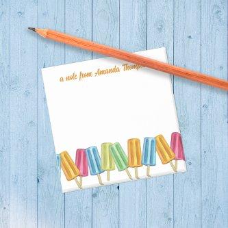 Cute Watercolor Colorful Popsicles Custom Post-it Notes