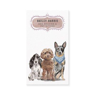 Cute Watercolor Dog Walker Adventures Pet Sitter