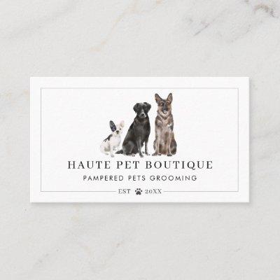 Cute Watercolor Dogs Pet Care Grooming & Salon