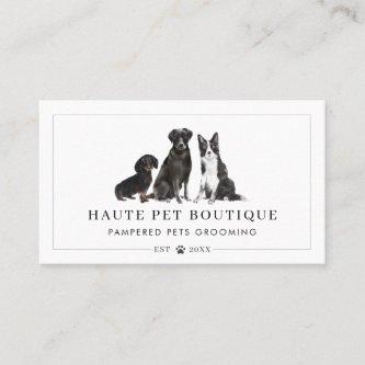 Cute Watercolor Dogs Pet Care Grooming & Salon