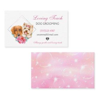 Cute Watercolor Floral Pet Dog Grooming Service