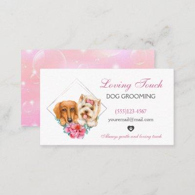 Cute Watercolor Floral Pet Dog Grooming Service