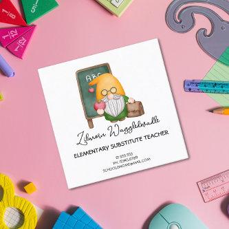 Cute Watercolor Gnome Teacher With Apple Square