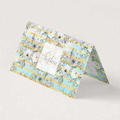 Cute watercolor gray floral and stripes design
