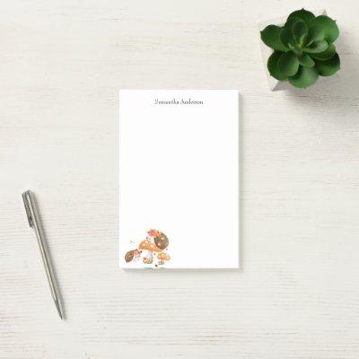 Cute Watercolor Hedgehog Personalized  Post-it Notes