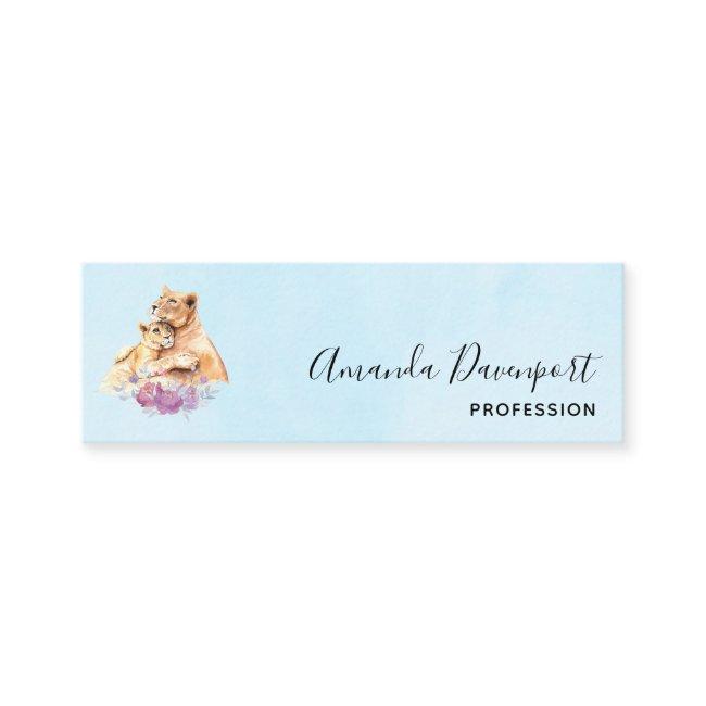 Cute Watercolor Mother Lion & Cub Mini