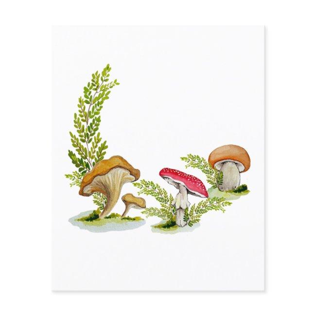 Cute watercolor mushroom pattern coffee mug card flyer