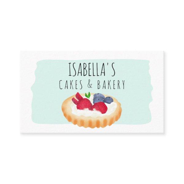 Cute watercolor pie cakes bakery script blue