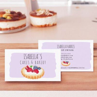 Cute watercolor pie cakes bakery script purple