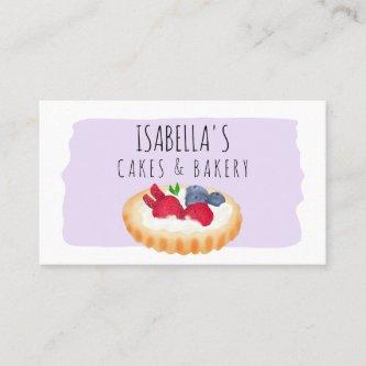 Cute watercolor pie cakes bakery script purple