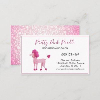 Cute Watercolor Pink Poodle Dog Grooming Service