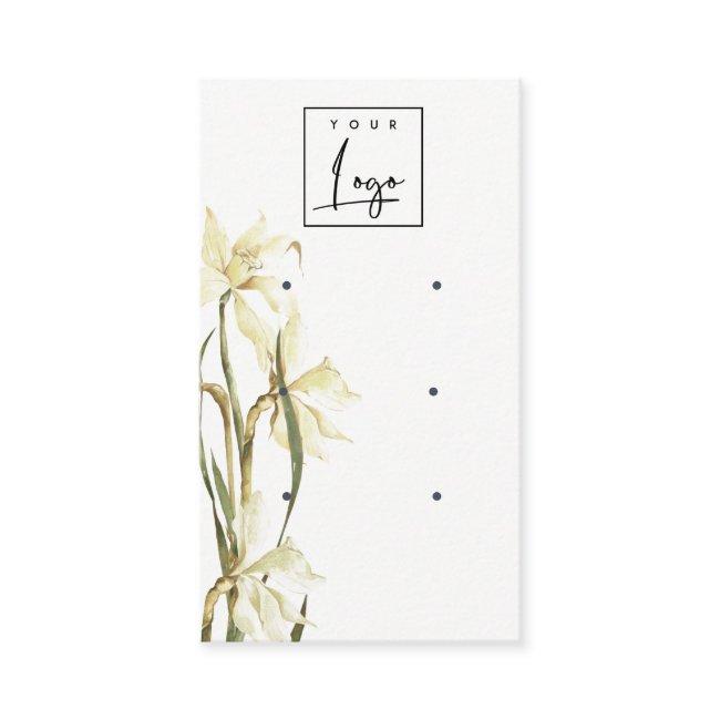 Cute White Daffodil Floral Logo 3 Earring Display