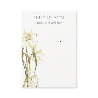 Cute White Daffodil Floral Stud Earring Display