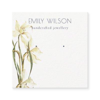 Cute White Daffodil Floral Stud Earring Display  Square