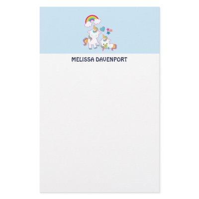 Cute White Unicorns Magical Mama & Baby Stationery