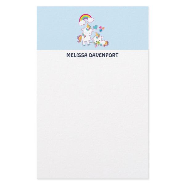 Cute White Unicorns Magical Mama & Baby Stationery
