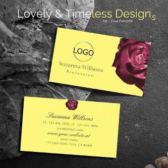 Cute Wine Red Rose Plain Yellow with Logo Simple