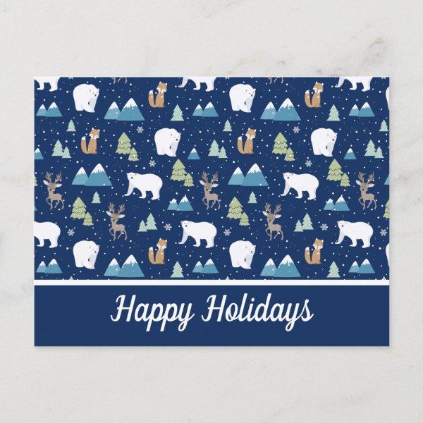 Cute Winter Polar Bear Happy Holidays Postcard