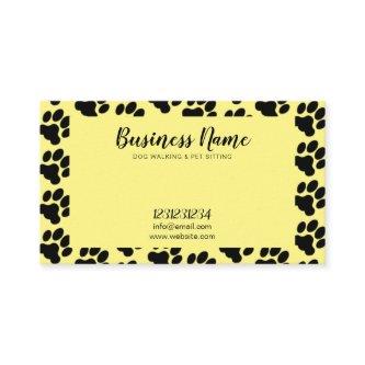 Cute Yellow & Black Paw Print Pattern Dog Walking