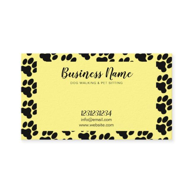 Cute Yellow & Black Paw Print Pattern Dog Walking