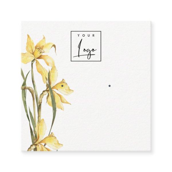 Cute Yellow Daffodil Floral Logo Earring Display Square