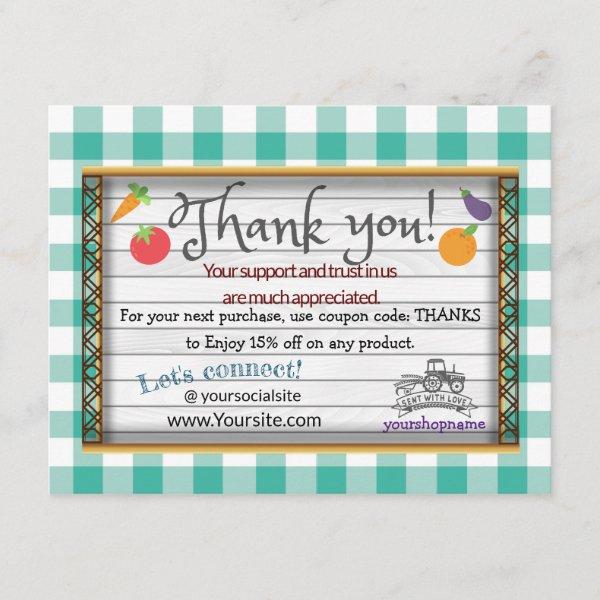 Cyan Farmers Market - Thank You For Your Order Enclosure Card