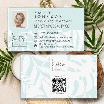 Cyan Tropical Botanical Leaf Beauty & Spa Photo QR