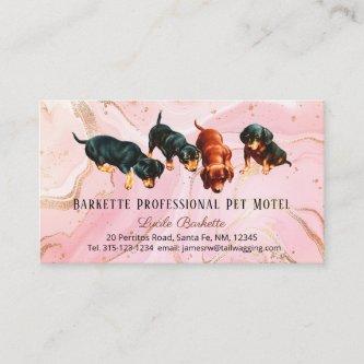 Dachshund Pup Pet Care Motel Pink Gold Agate
